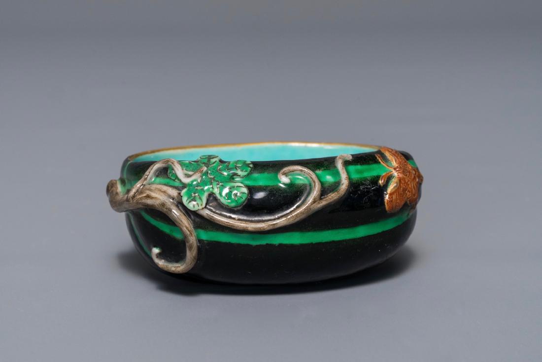 A Chinese black-ground melon-shaped brushwasher, (1 of 8)