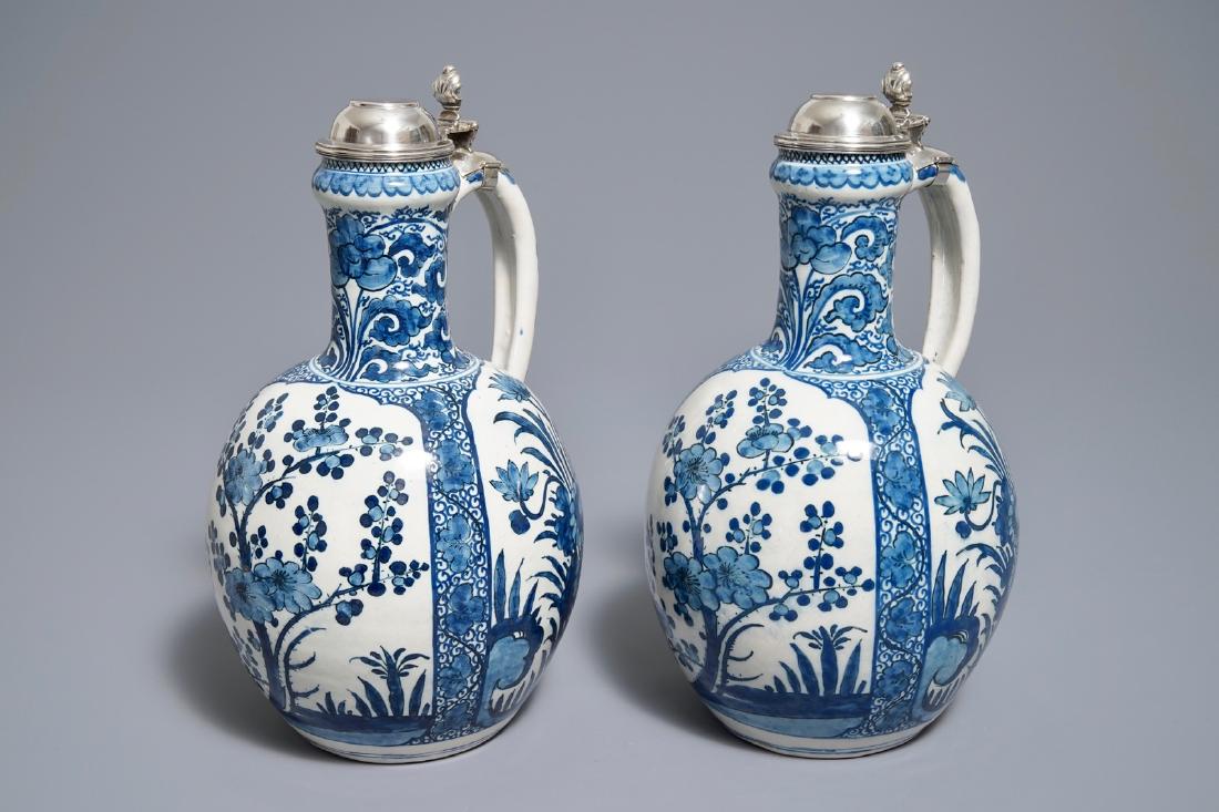 A pair of Dutch Delft blue and white silver-mounted (1 of 8)