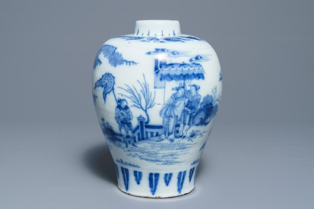 A Dutch Delft blue and white chinoiserie vase, last (1 of 6)