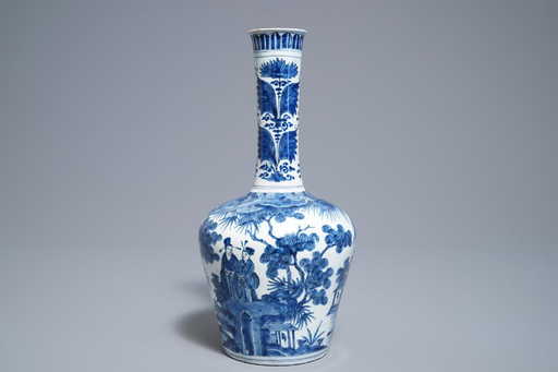 A Dutch Delft Blue And White Chinoiserie Vase 18th C
