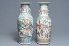 Two Chinese famille rose vases with figures in