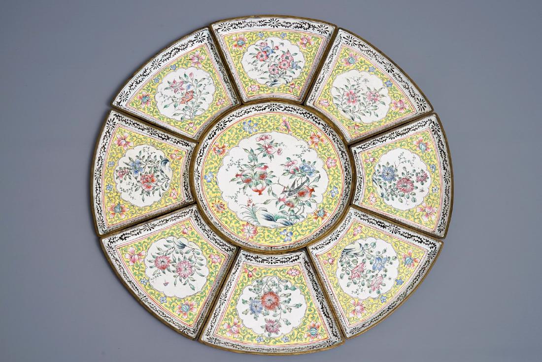 A Chinese Canton enamel sweetmeat set, Qianlong (1 of 4)