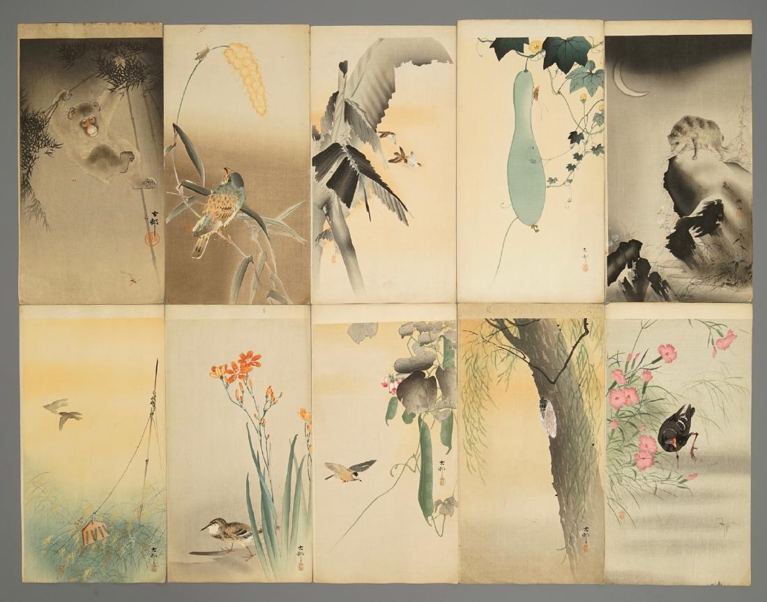Ten Japanese watercolour paintings of animals and (1 of 5)