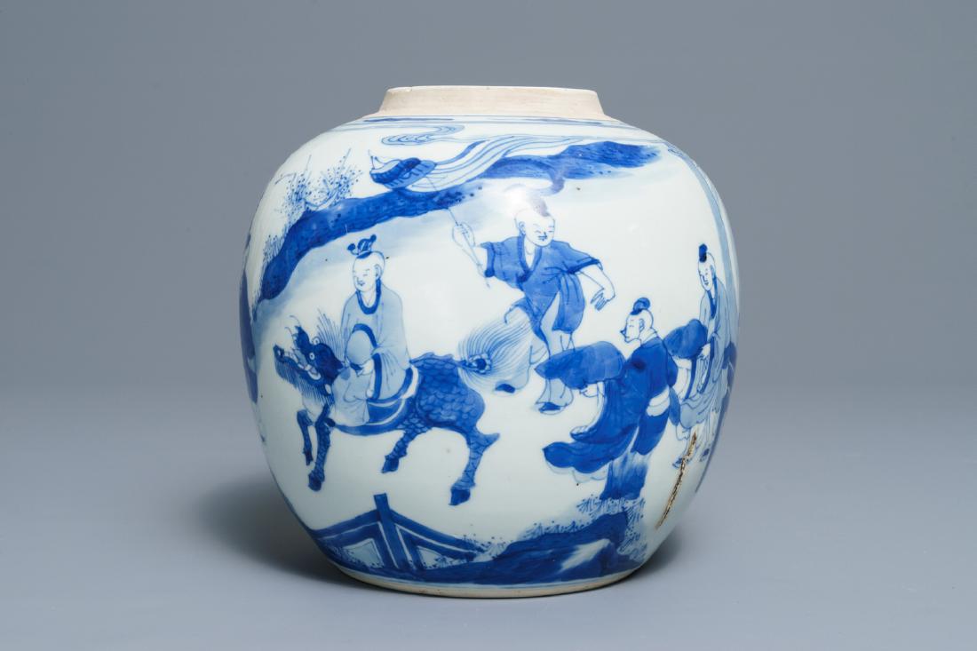 A Chinese blue and white ginger jar with playing boys, (1 of 17)