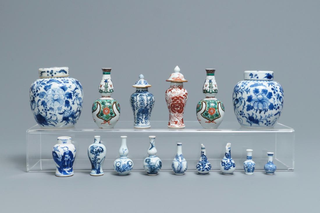 A varied collection of Chinese miniature vases, Kangxi (1 of 3)