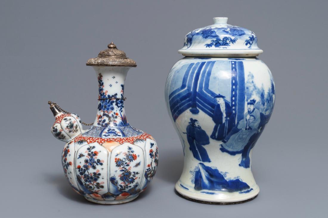 A Chinese blue and white covered vase and an (1 of 7)