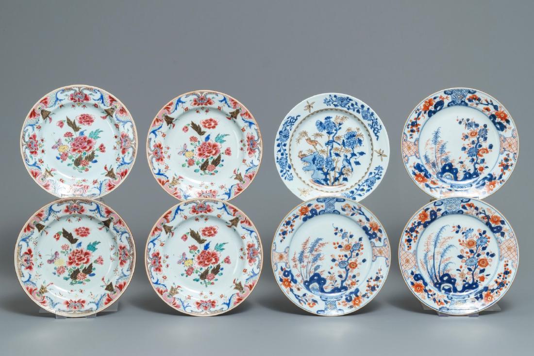 Eight Chinese famille rose and Imari-style plates, (1 of 2)