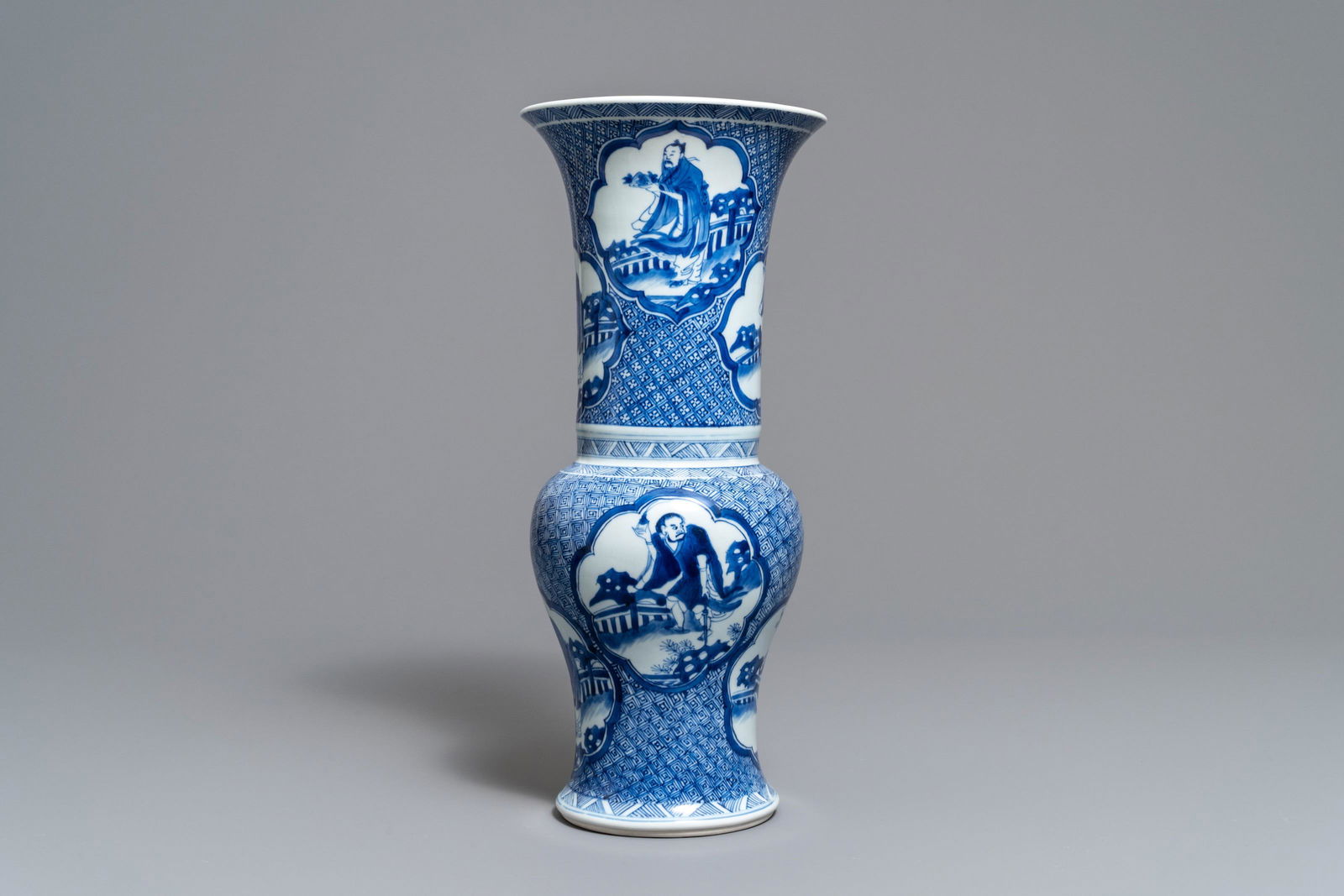 A Chinese blue and white yenyen 'immortals' vase,: A Chinese blue and white yenyen 'immortals' vase, Kangxi -- H.: 45 cm
