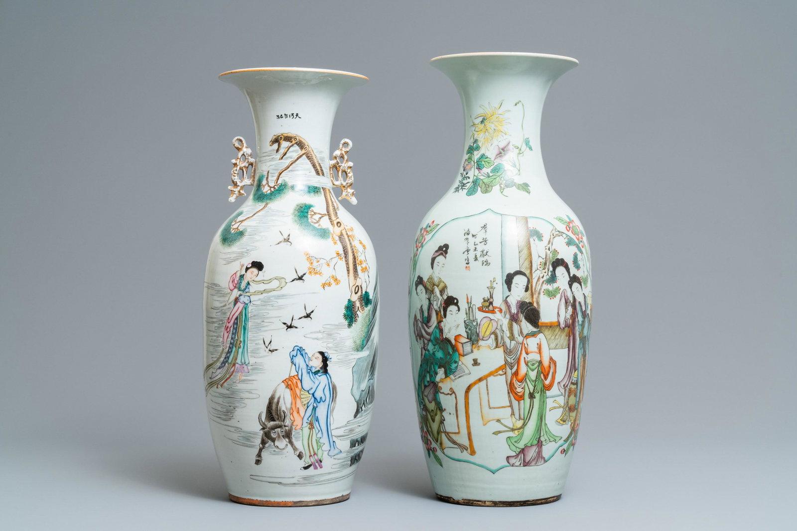 Two Chinese famille rose vases, 19/20th C.: Two Chinese famille rose vases, 19/20th C. H.: 58,5 cm (the tallest)