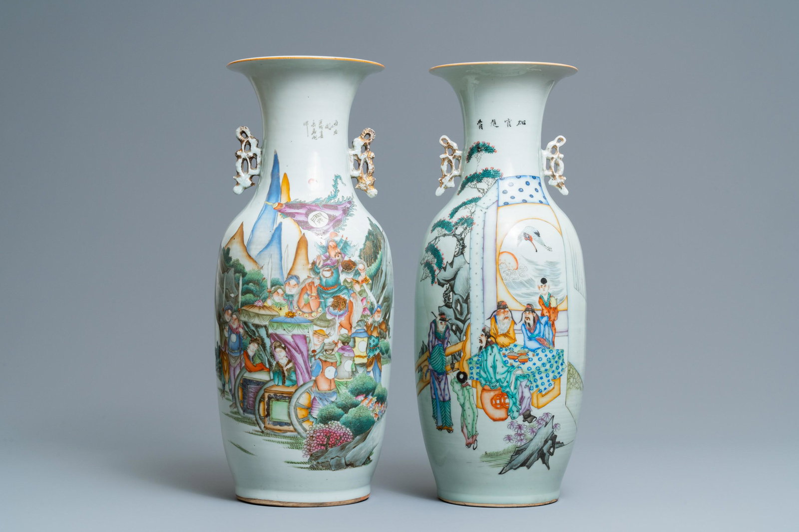 Two Chinese famille rose vases, 19/20th C.: Two Chinese famille rose vases, 19/20th C. H.: 58,5 cm