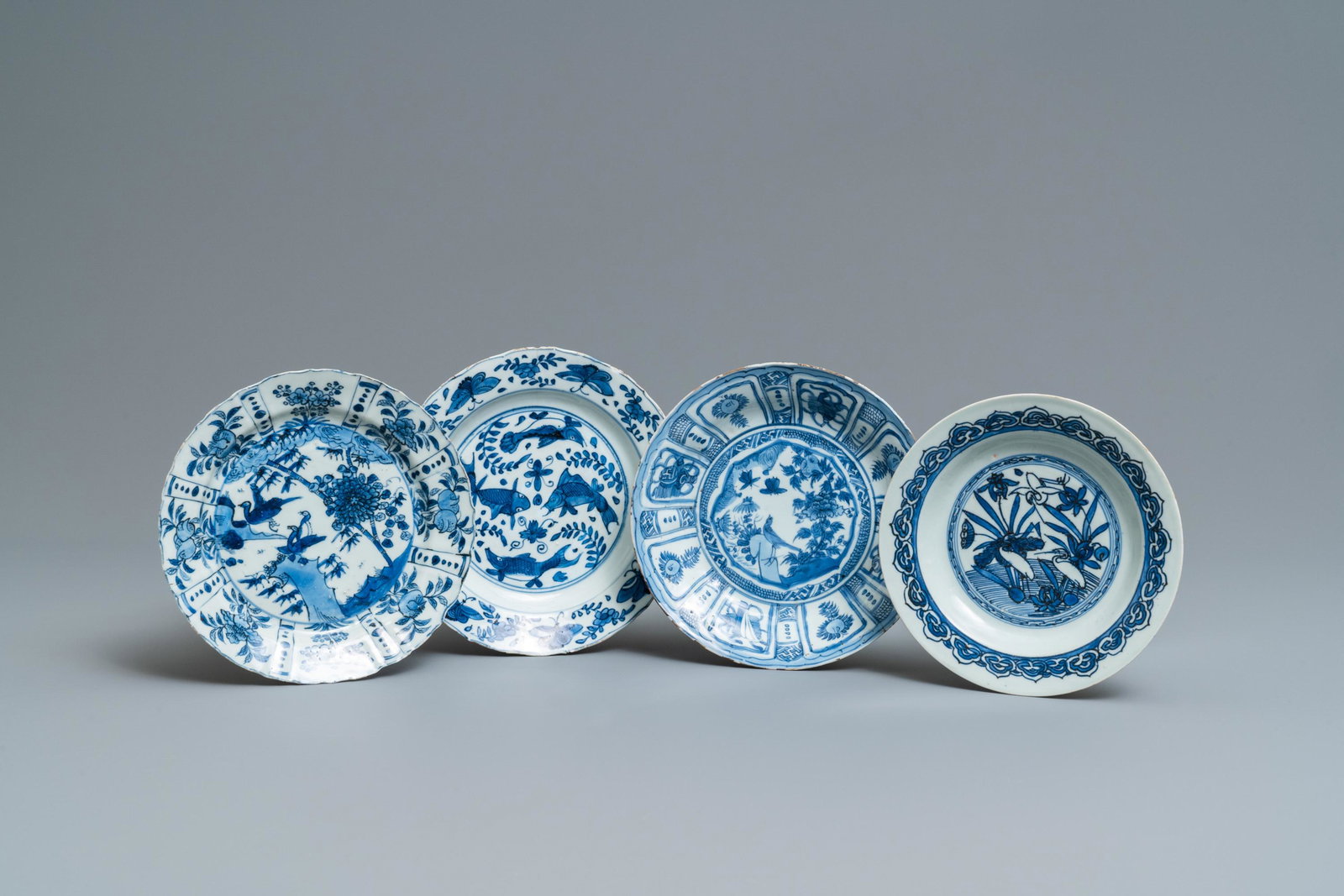 Four Chinese blue and white kraak porcelain plates,: Four Chinese blue and white kraak porcelain plates, Wanli Dia.: 22 cm (the largest)