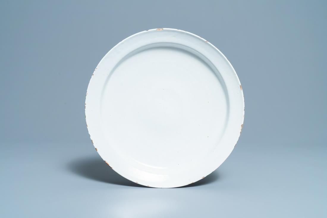 A white Delftware dish, 18th C.: Full title: A white Delftware dish, 18th C. Description: Dia.: 35,5 cm