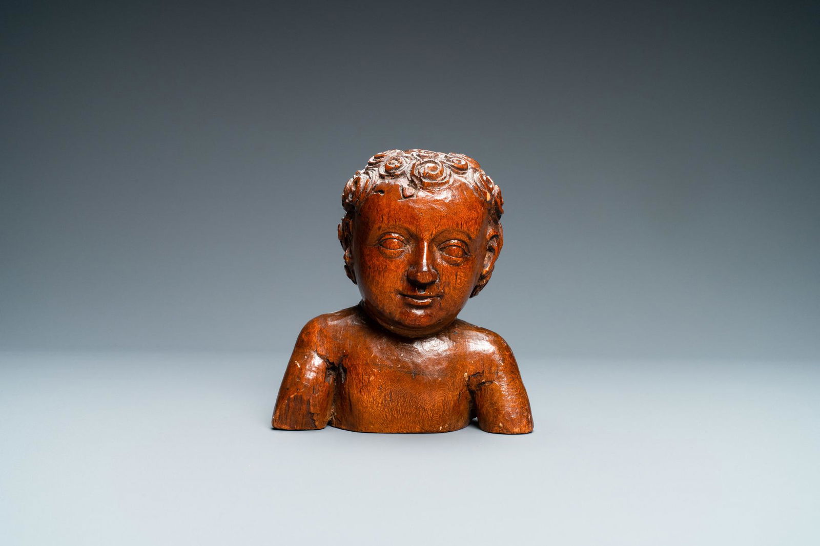 A wooden bust of the infant Jesus, Germany, 17th C. (1 of 6)