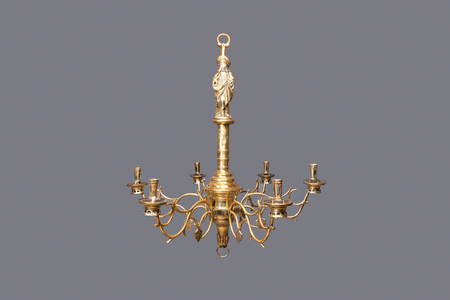 A brass six-arm Saint-Jacob chandelier, Flanders or