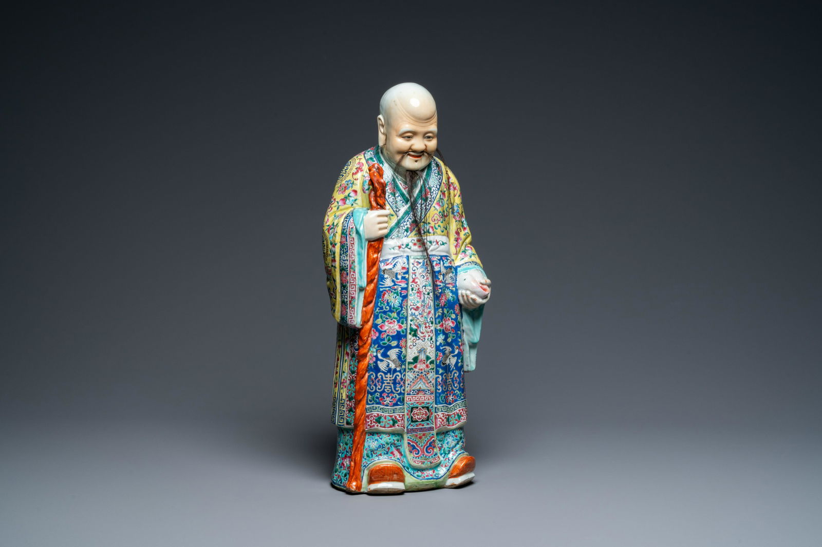 A Chinese famille rose 'Star God Shou' figure, 19th C. (1 of 7)