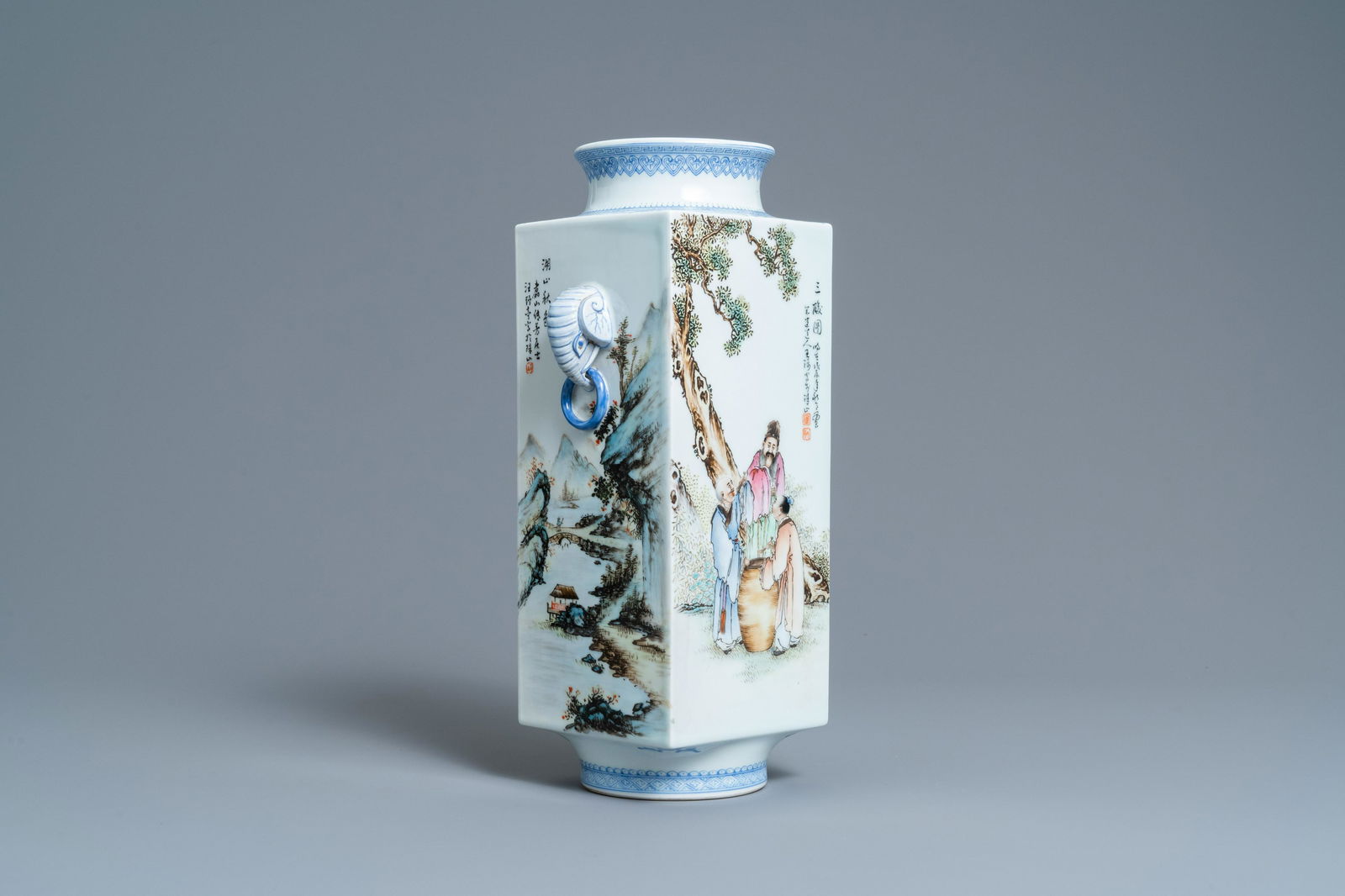 A Chinese famille rose 'cong' vase, seal mark, Republic (1 of 7)