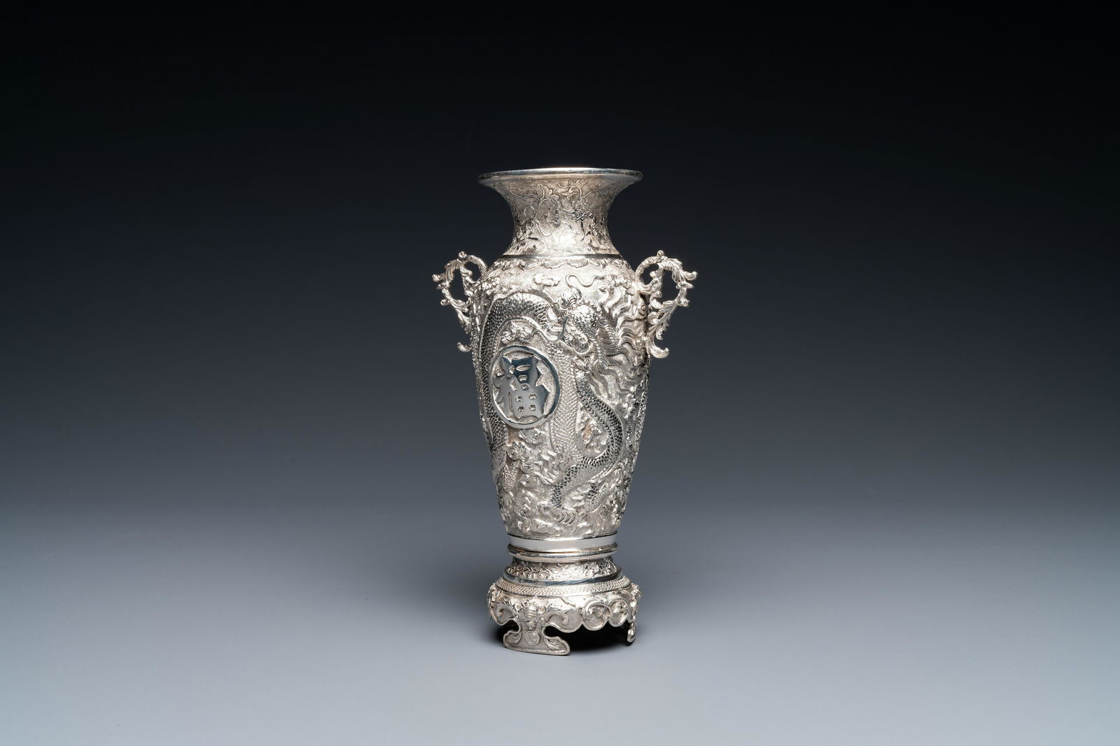 A Chinese silver 'Fu' vase, 19/20th C. (1 of 8)