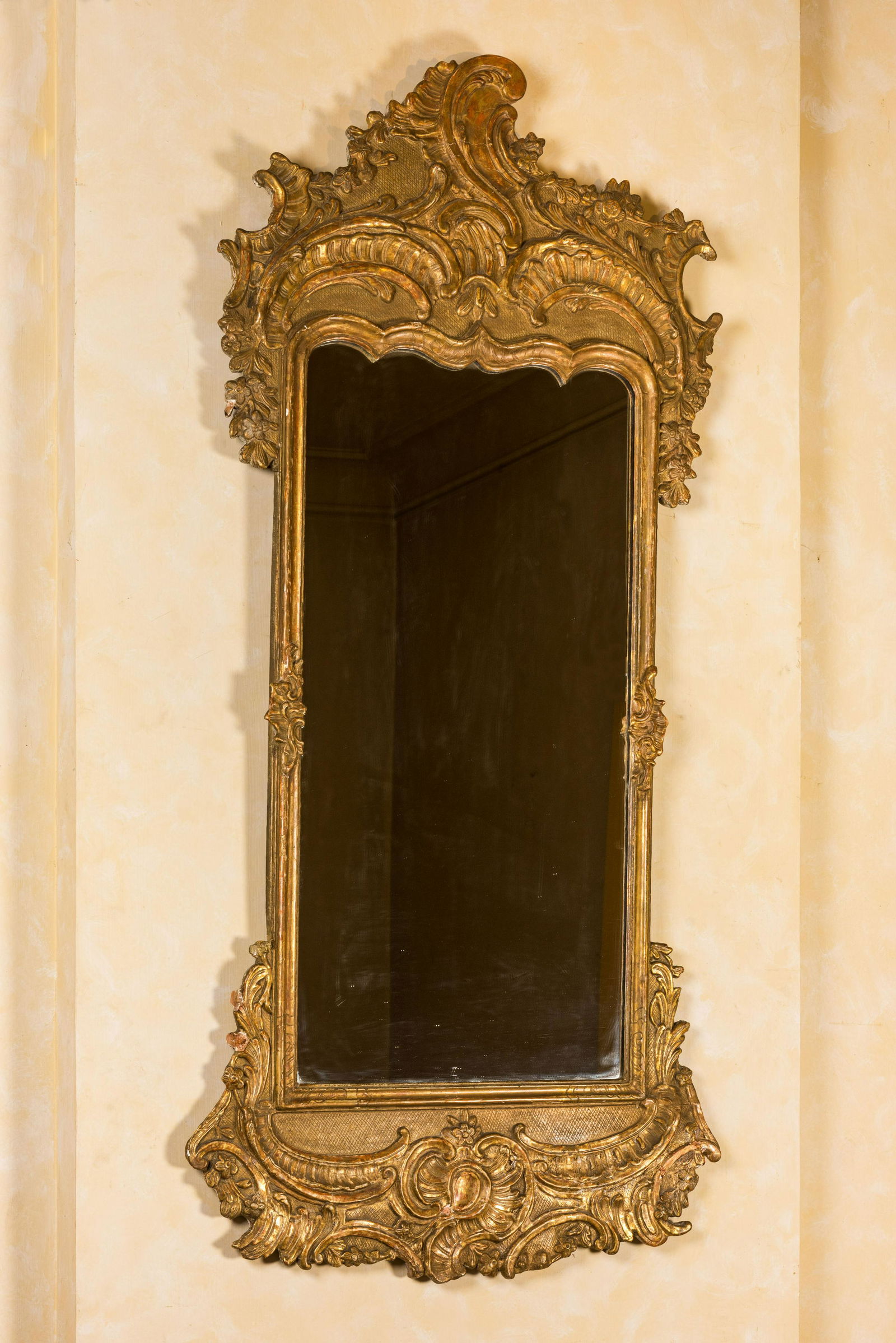 A gilt wooden rocaille mirror, France, 19th C. (1 of 3)