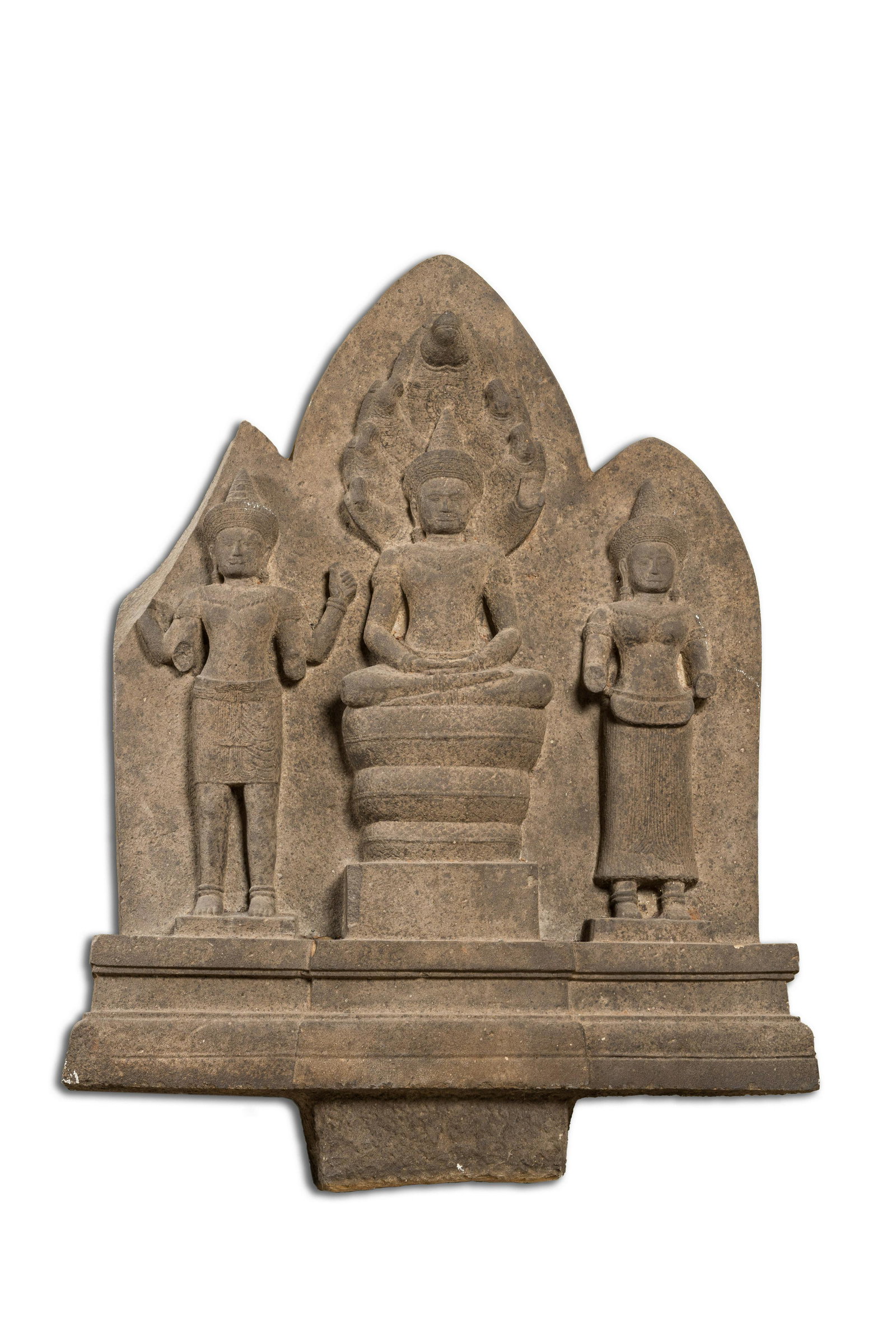 A large Khmer-style stone carving, Cambodia: Full title: A large Khmer-style stone carving, Cambodia Description: H 85 x L 69 x D 14 cm