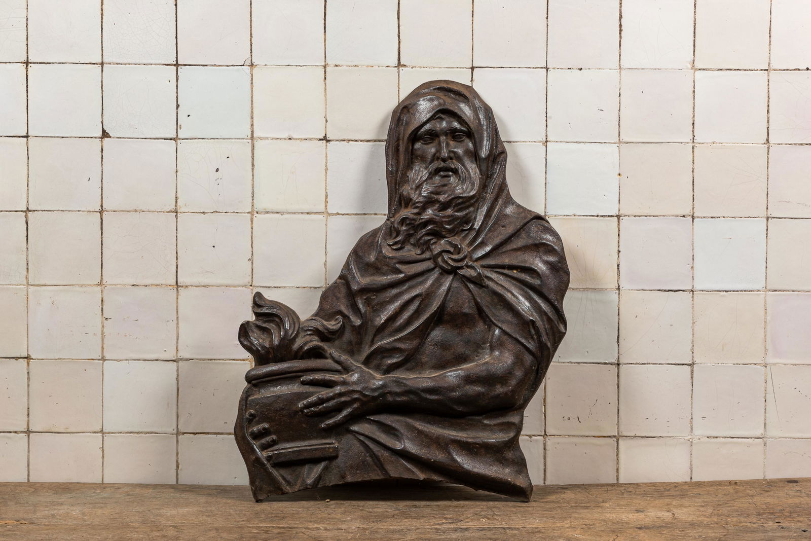 A cast iron plaque depicting Moses, 19th C. (1 of 5)