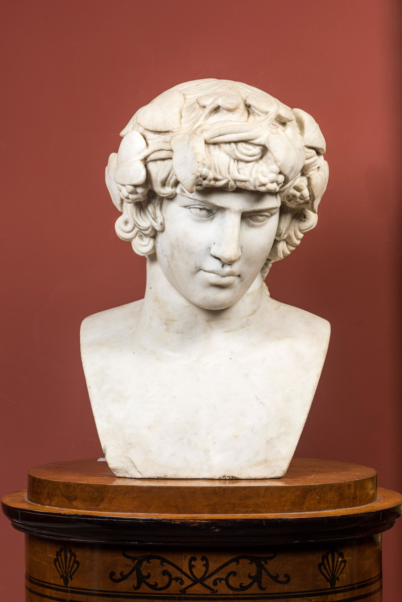 A large 'Grand Tour' marble bust of Antinous as Dionysus, Italy, 19th C. (1 of 3)