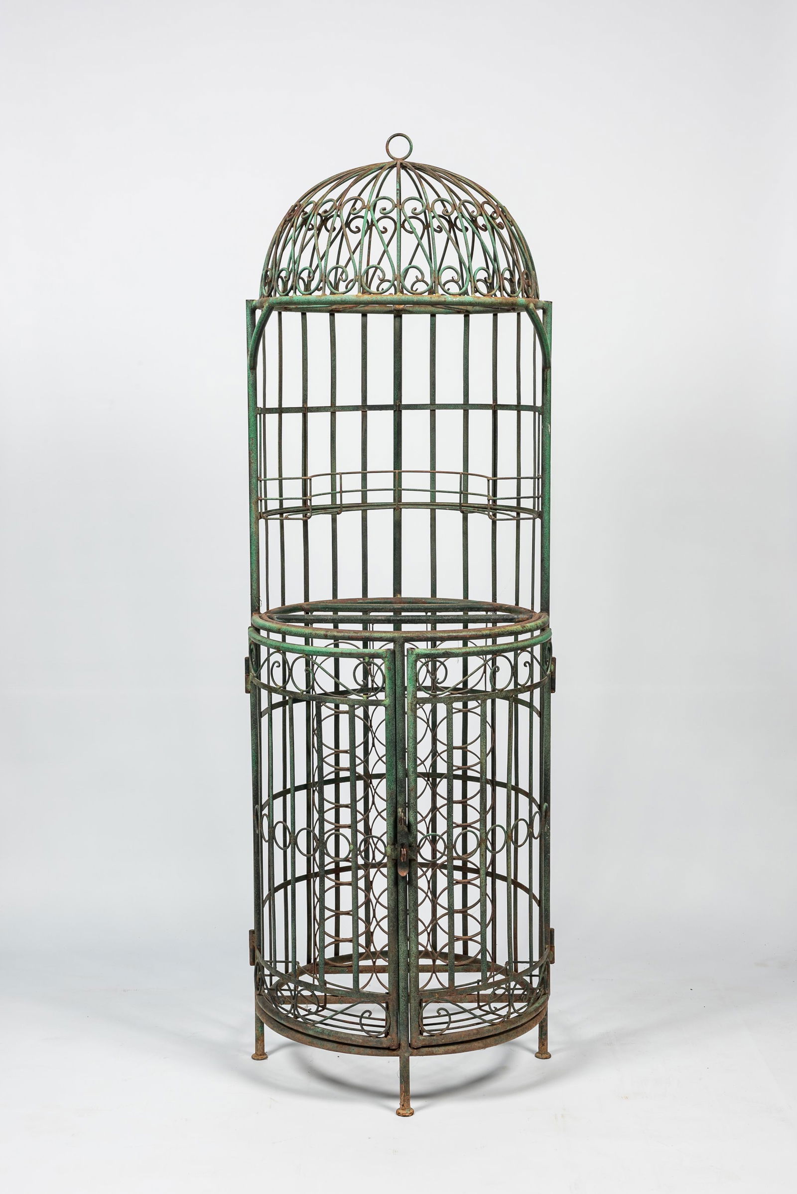 A green-patinated cast iron flower stand, 20th C. (1 of 2)