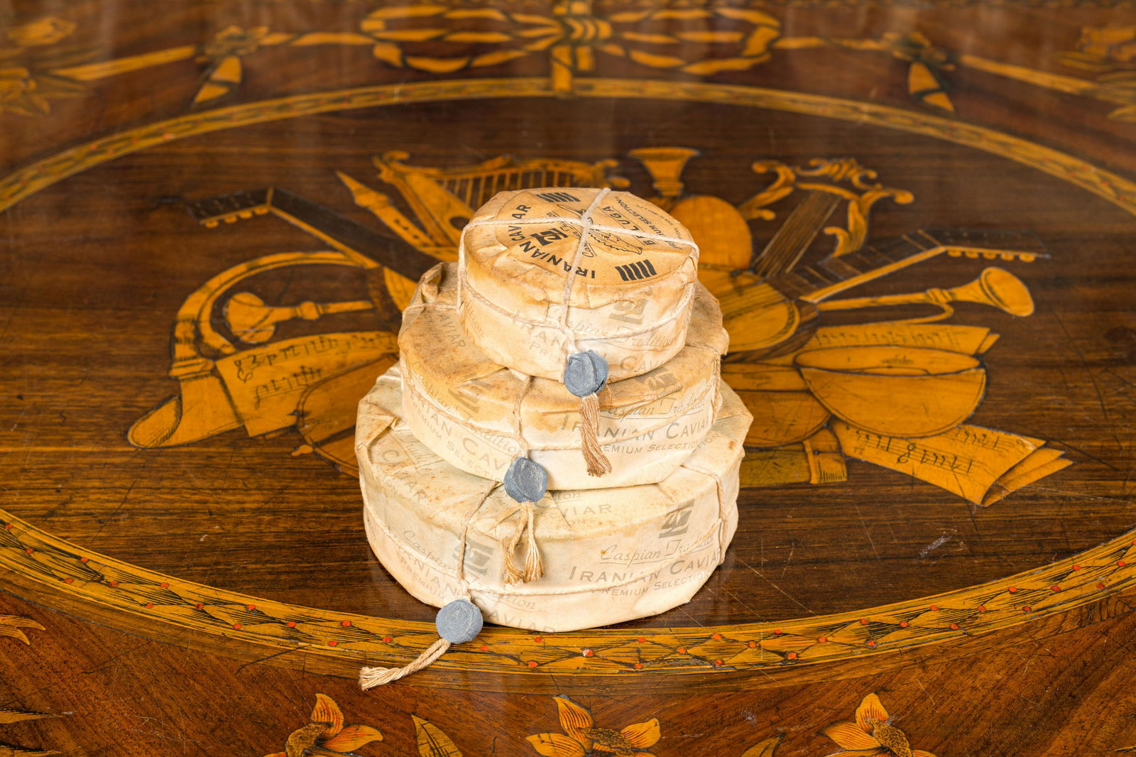 Three sealed boxes of old Iranian Beluga caviar (1 of 2)