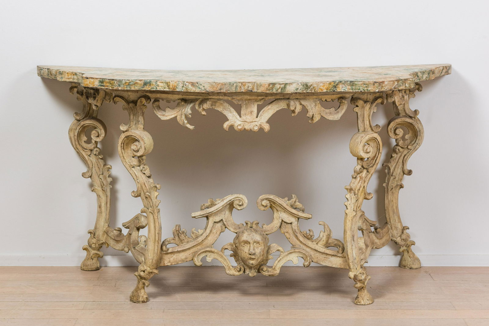 An Italian faux marbre scagliola console, 18th C. (1 of 3)