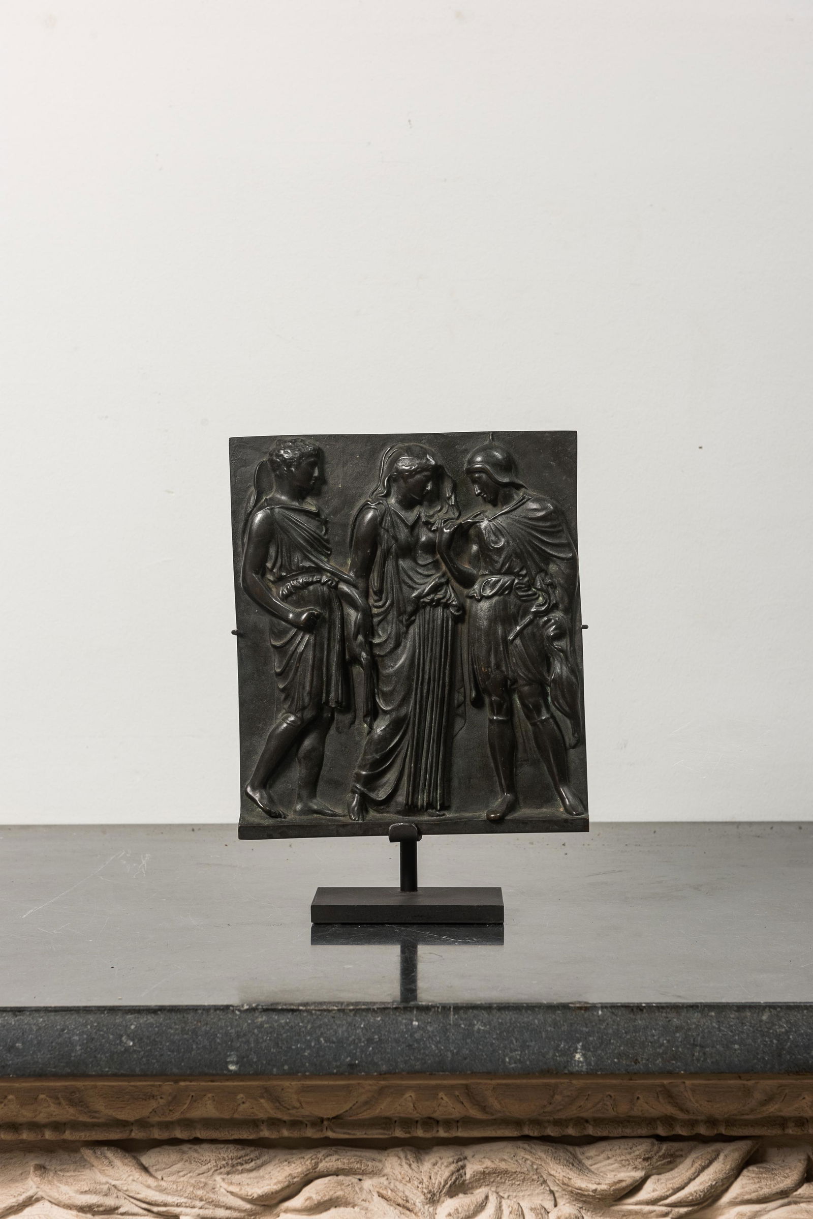 A patinated bronze 'Grand Tour' relief cast after the antique, probably Italy, 19th C. (1 of 2)