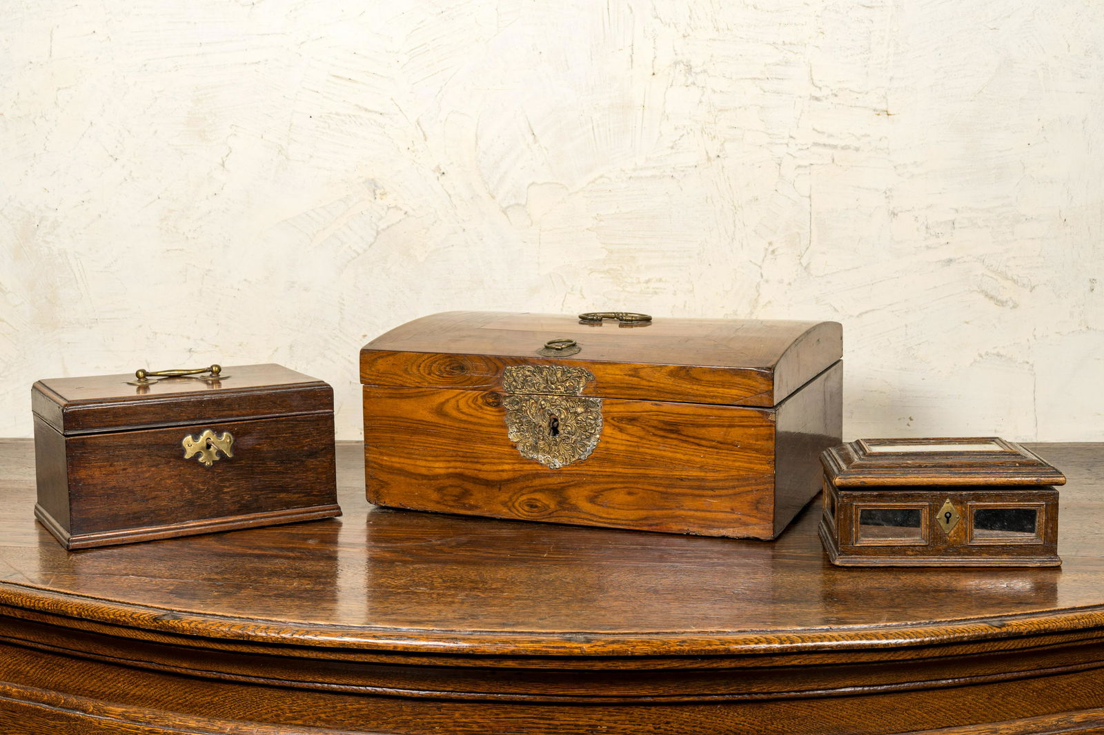 Three various wooden boxes, 18/19th C. (1 of 4)