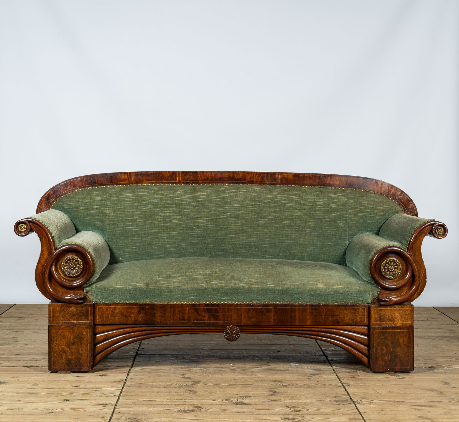 A mahogany Biedermeier sofa, 19th C. (1 of 2)