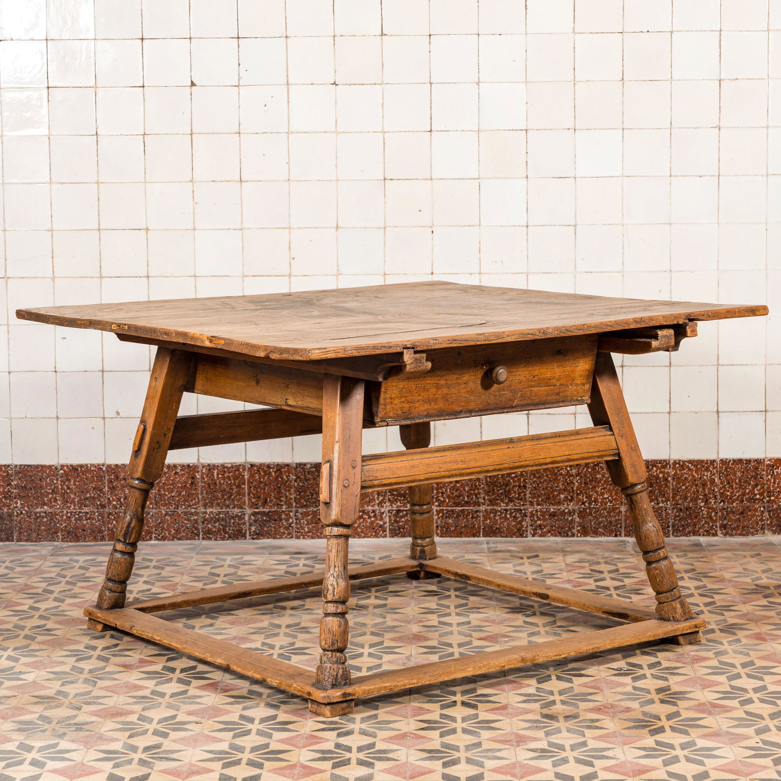 A square German wooden payment table, 18th C. (1 of 3)
