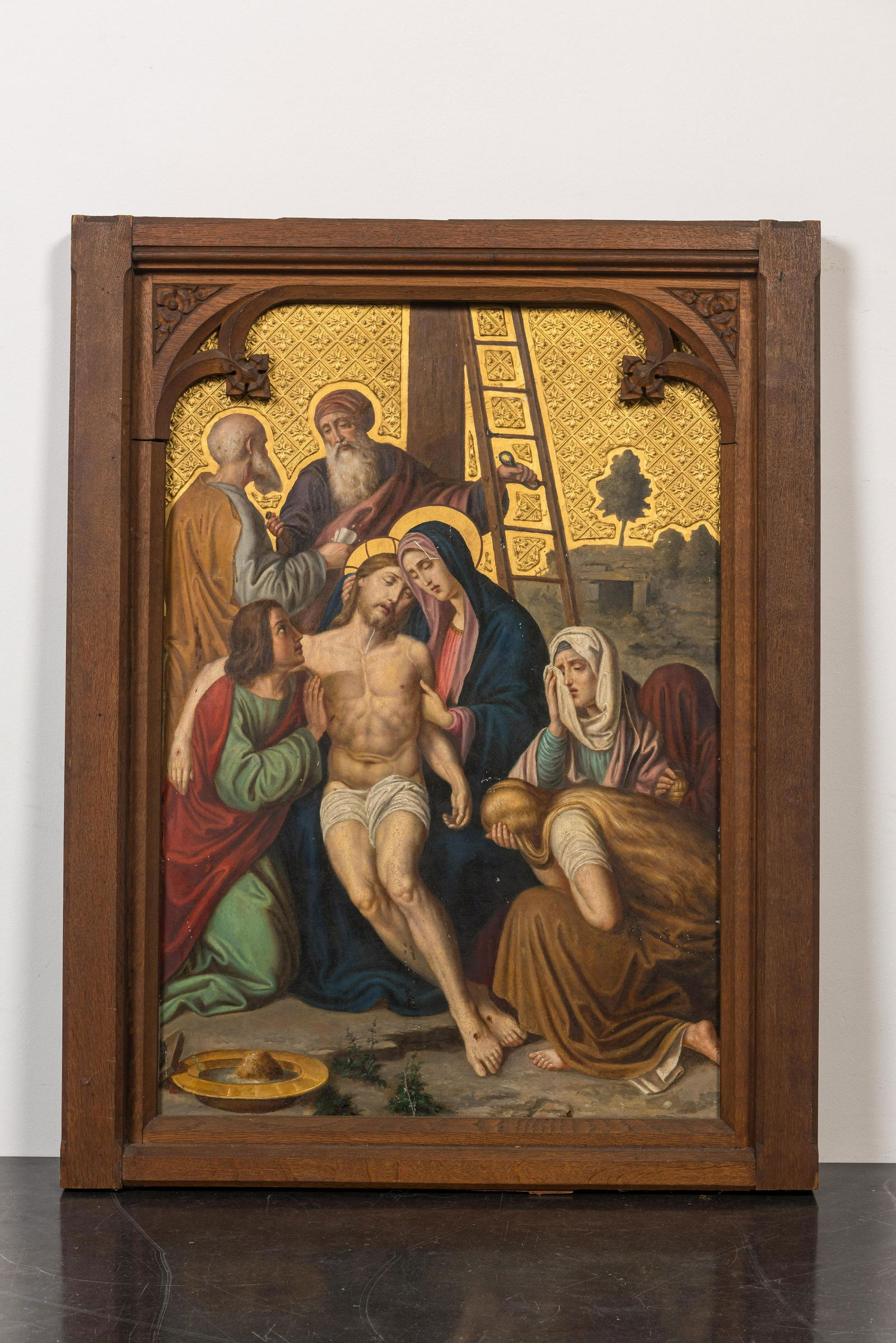 Flemish or French school: The descent from the cross, oil on copper, ca. 1900 (1 of 3)