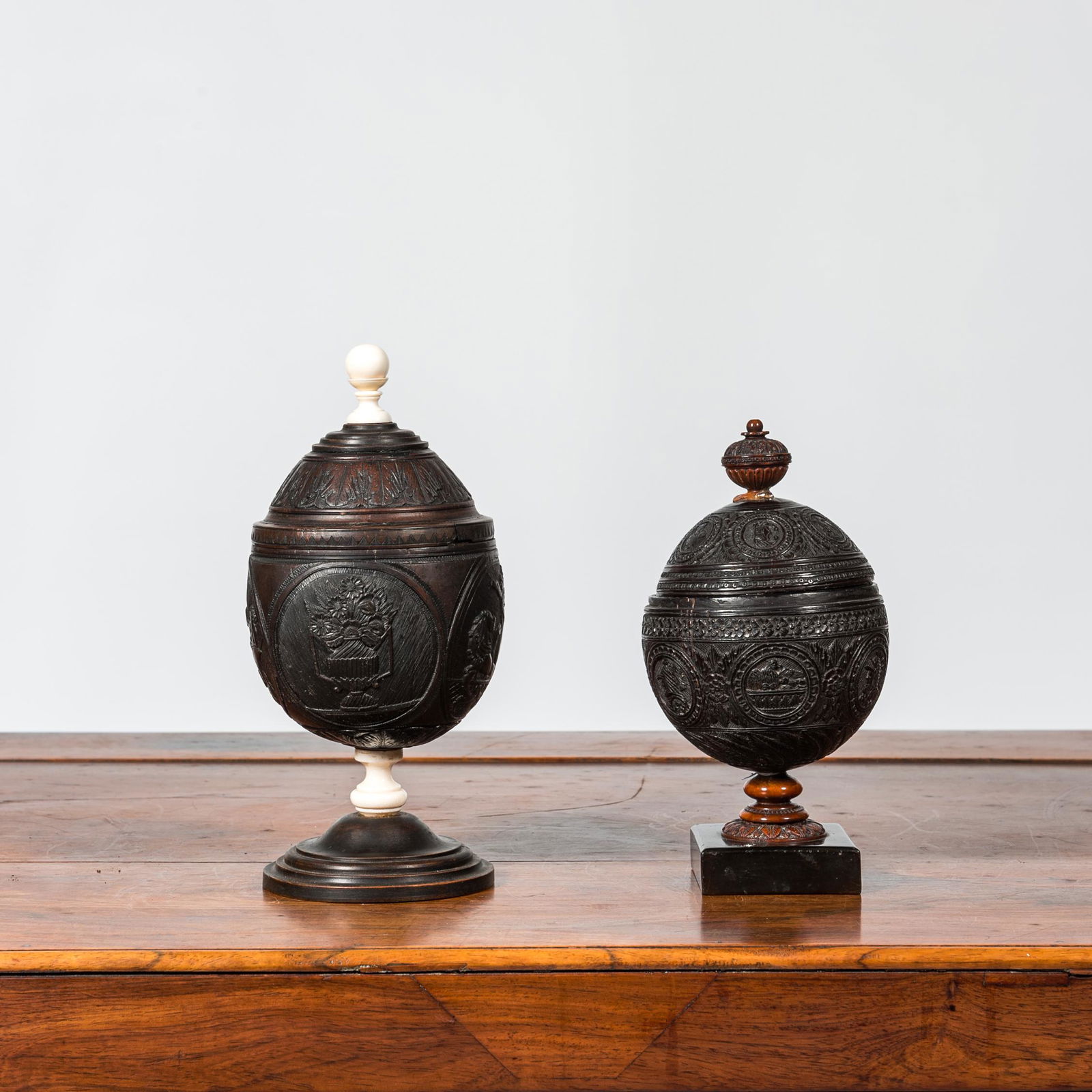 Two carved coconut covered bowls, French colonies, 19th C. (1 of 1)