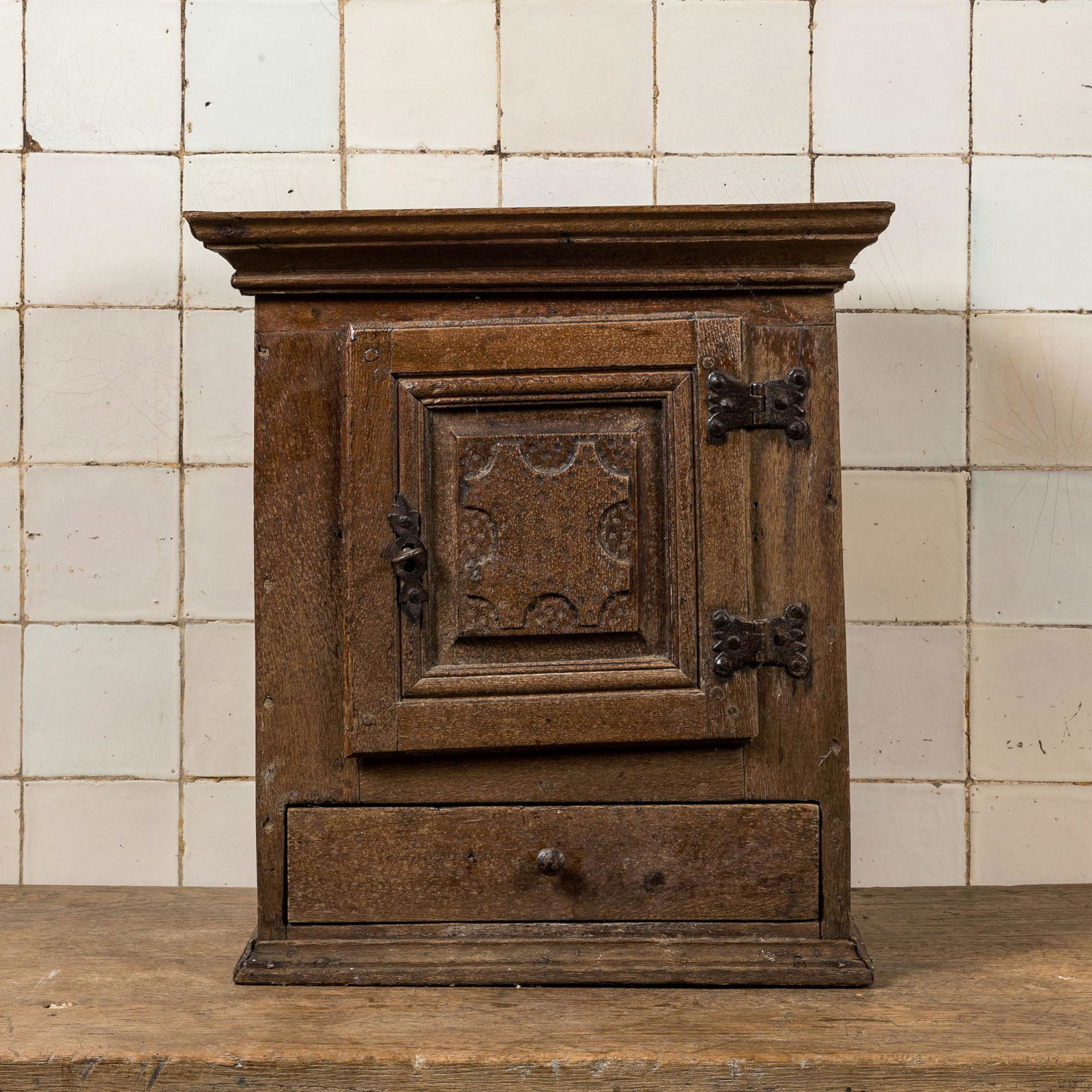 A small Flemish oak storage cabinet, 17/18th C. (1 of 3)