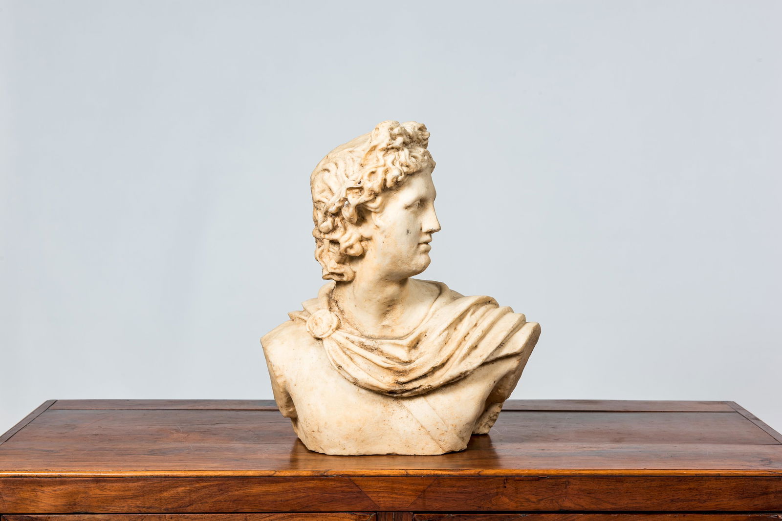 An Italian marble bust of Apollo, 19th C. (1 of 2)