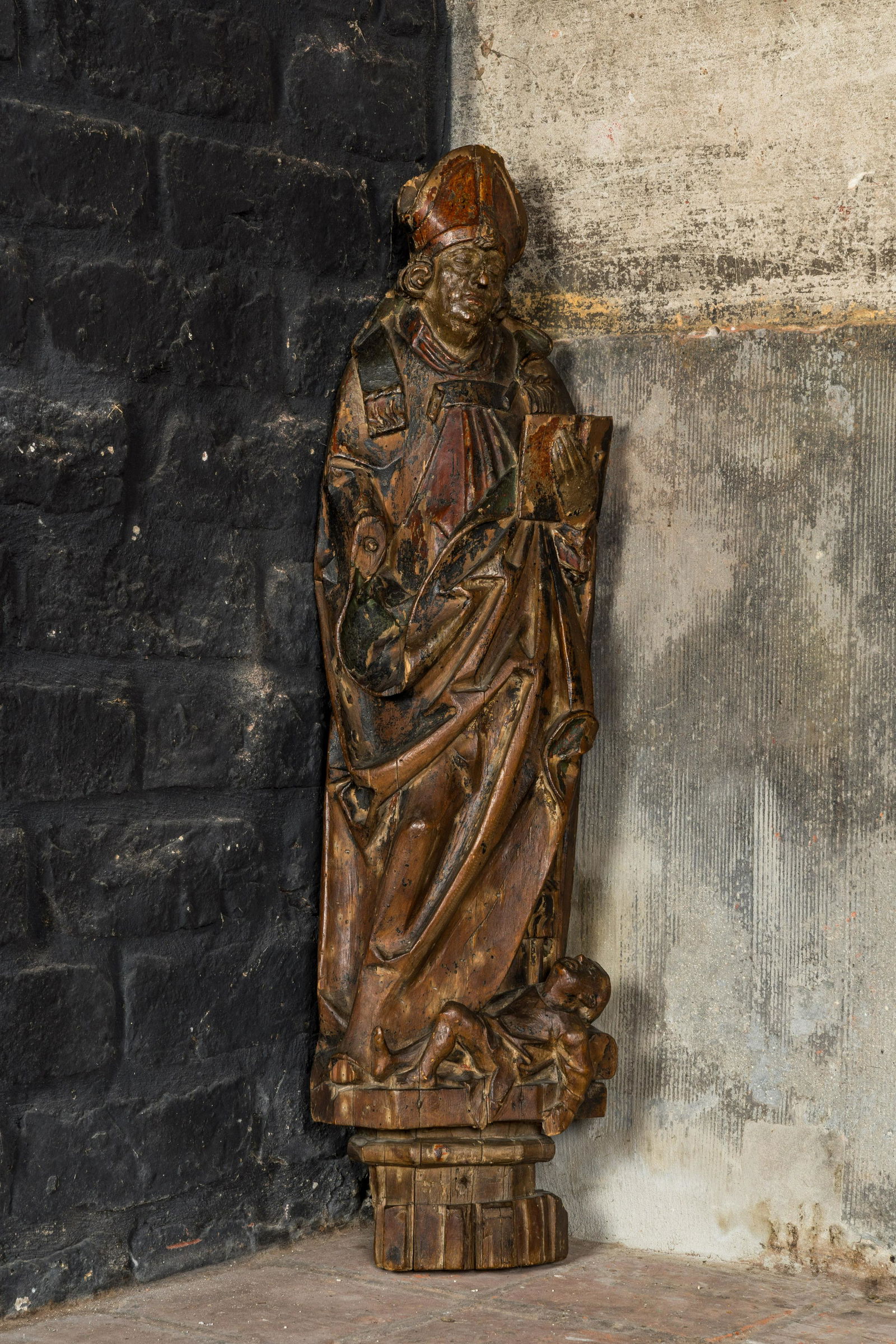 A polychrome wooden figure of Saint Nicholas, 17th C. (1 of 3)