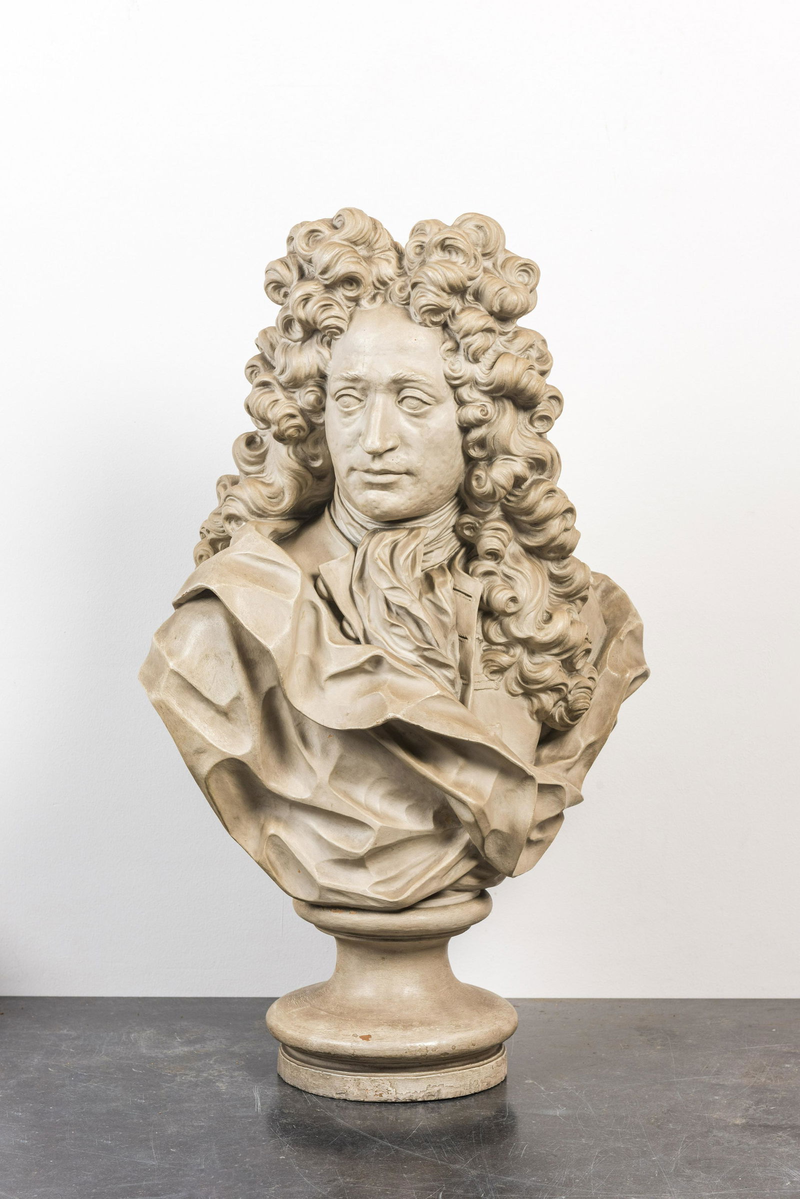 A French white-patinated terracotta bust of a nobleman in the style of Pierre-FranÃ§ois Berruer (1 of 3)
