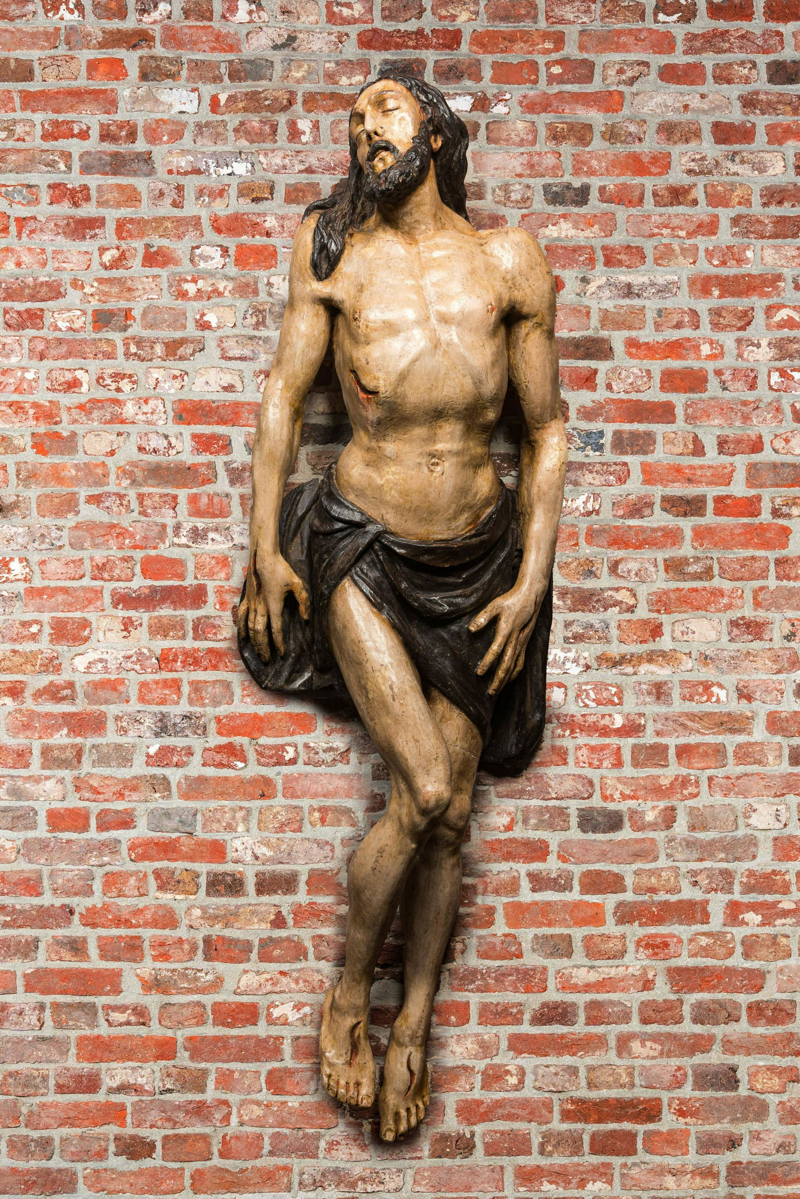 A large polychromed wooden Corpus Christi from an entombment, Spain or Italy, 16th C. (1 of 4)