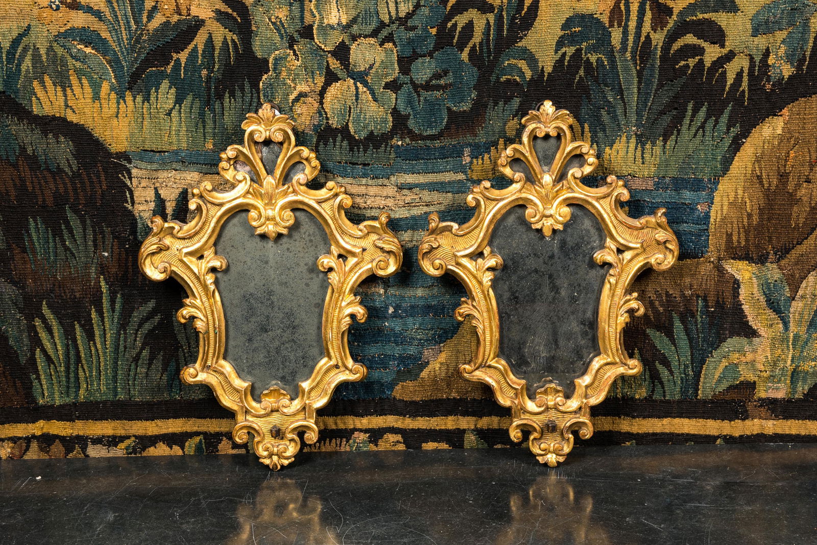 A pair of gilt wooden Louis XV mirrors, late 18th C. (1 of 1)