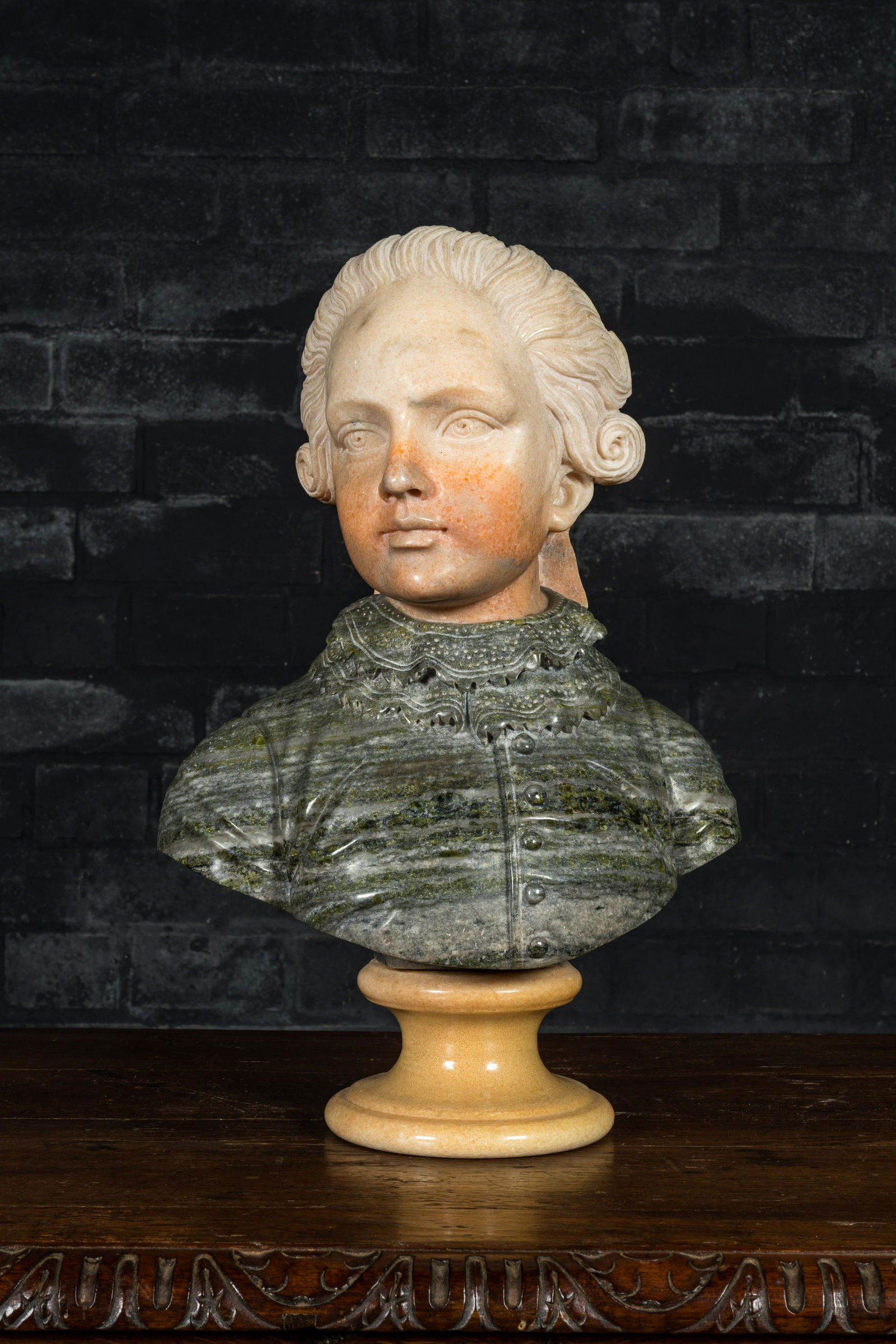 A marble bust of the young Mozart, 20th C. (1 of 3)