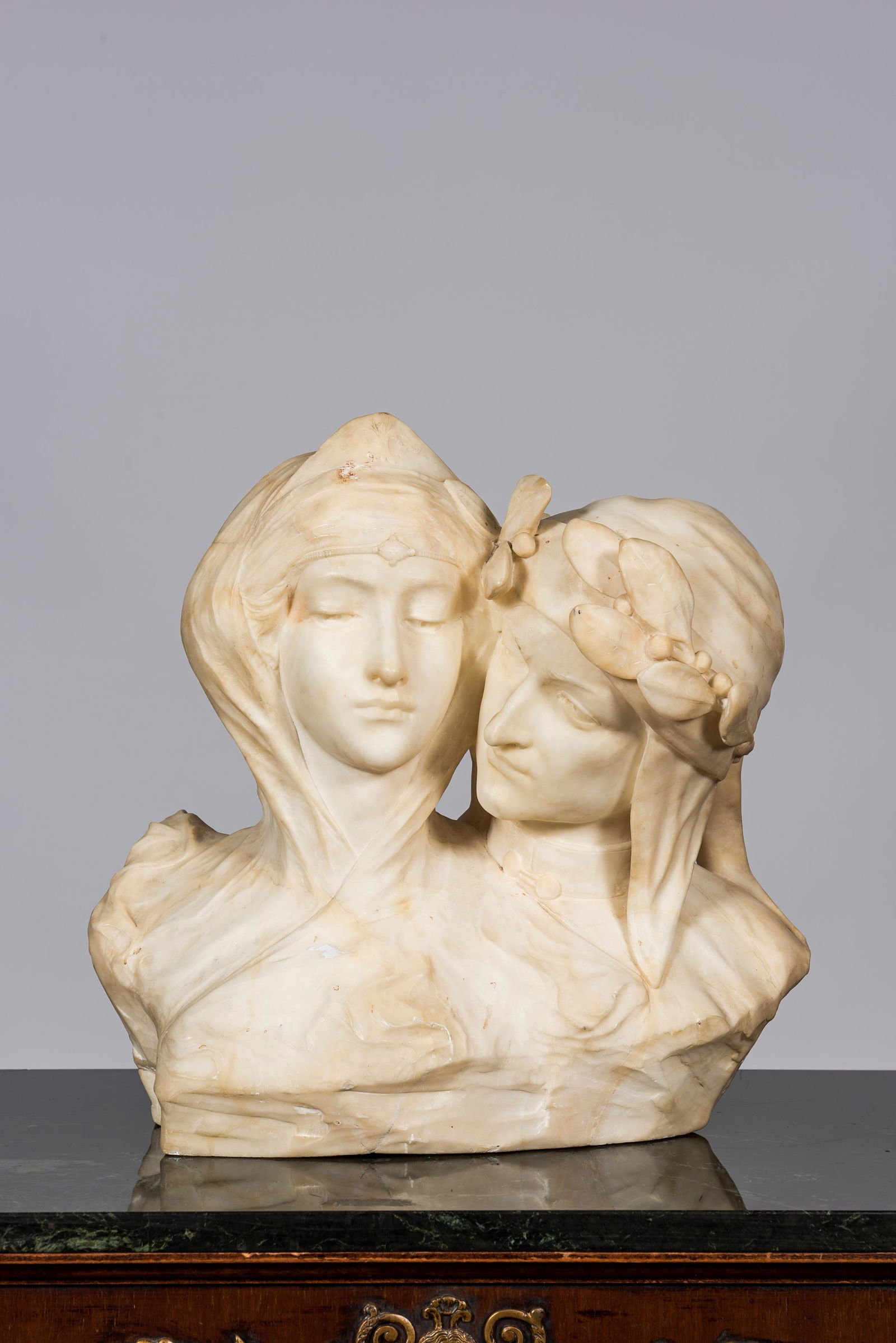 An Italian white marble sculpture of Dante Alighieri and his beloved Beatrice, ca. 1900 (1 of 3)