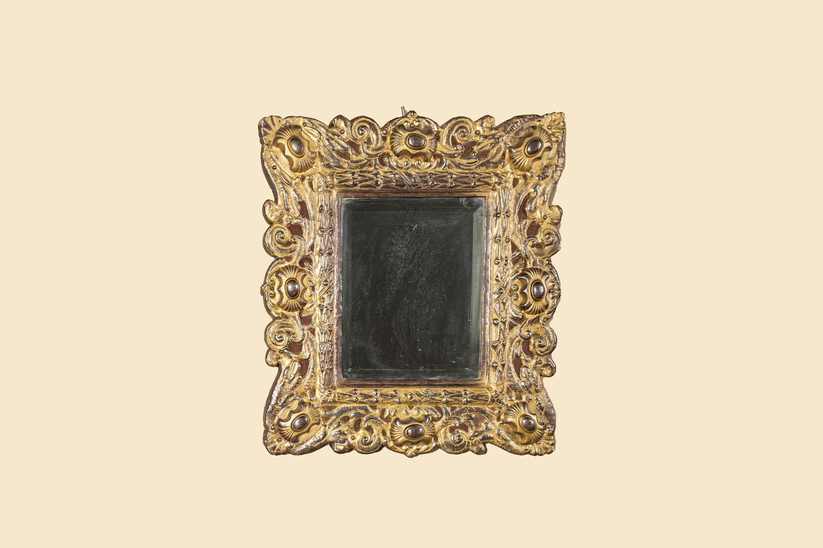 A Spanish colonial gilt copper mirror, 17th C. (1 of 1)