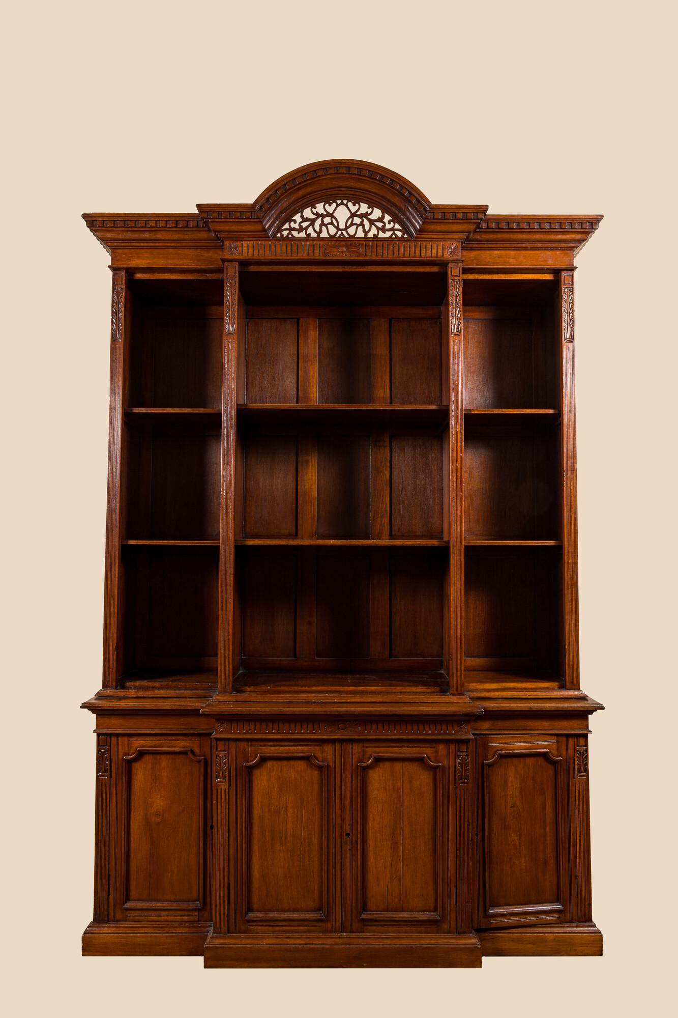 A break front open library bookcase, 19th C. (1 of 2)