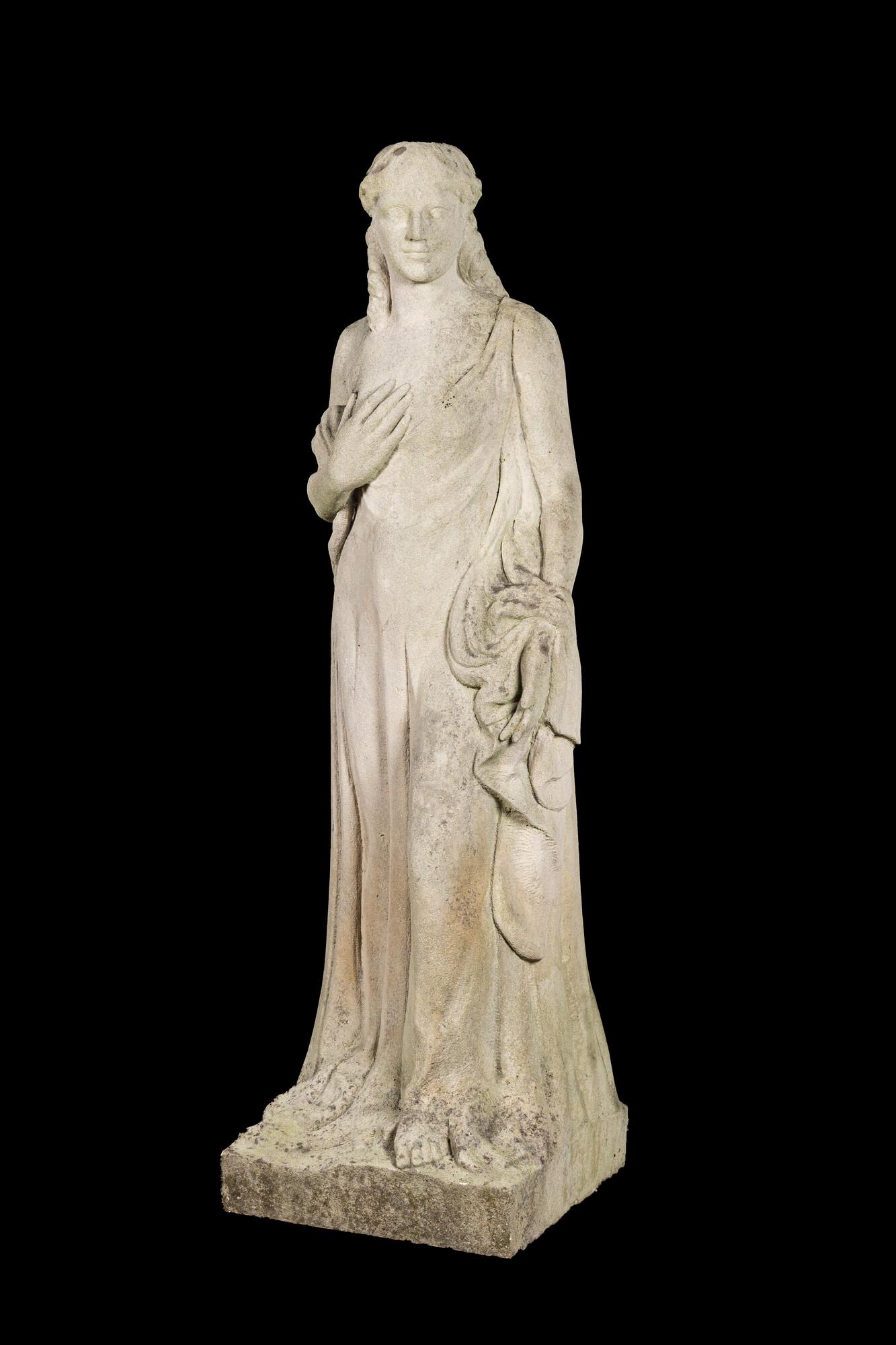 A large stone garden statue of a lady after the antique, 20th C. (1 of 5)