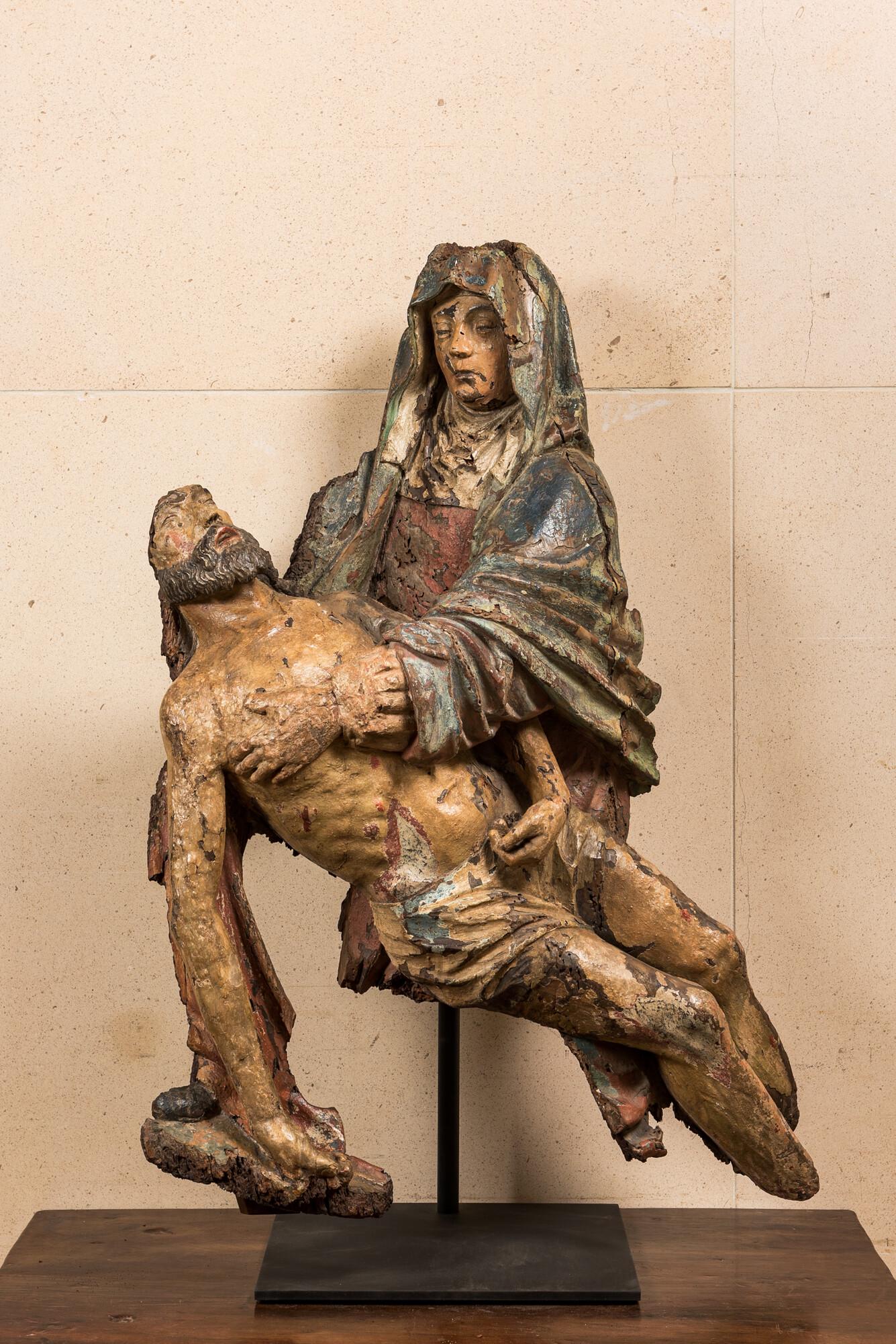 A large polychromed walnut Pieta, 1st half 16th C. (1 of 6)