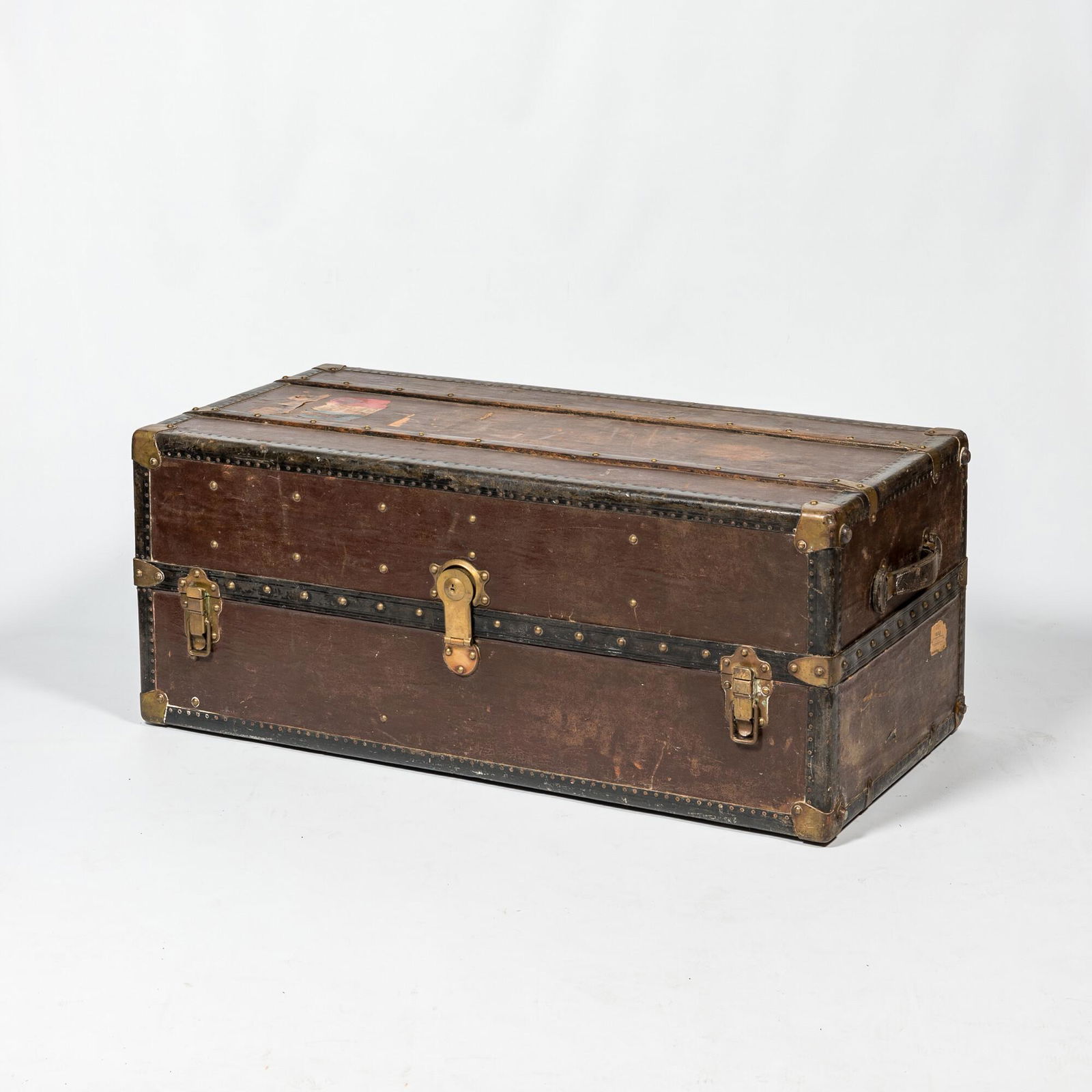 A large leather travel trunk with interior compartments, ca. 1900 (1 of 3)