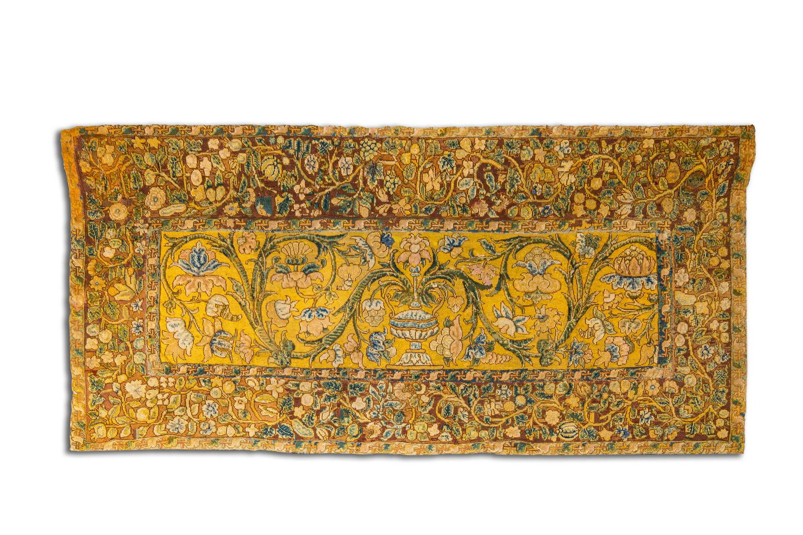 An English polychrome woolen parament or antependium 'aux petits points' with floral design, 1st (1 of 4)