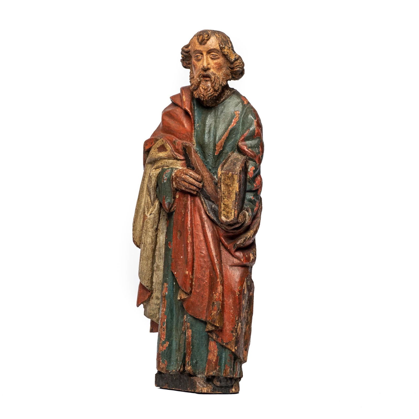 A polychrome wooden figure of an apostle, 17th C. (1 of 5)