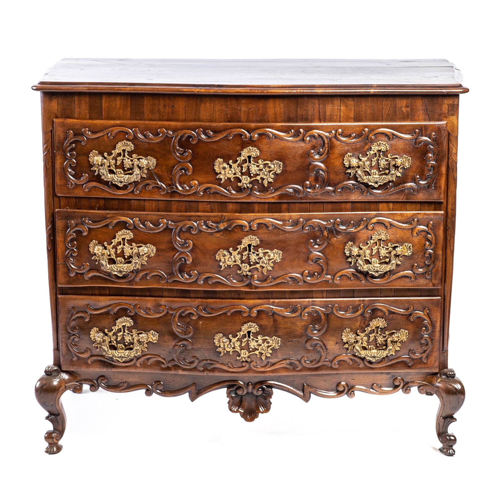 A French Louis XV-style walnut chest of drawers, 19th C. (1 of 9)